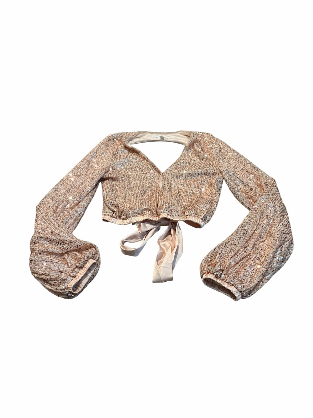 MABLE sequin crop top with tie back